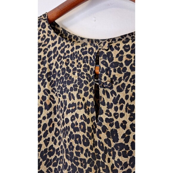 Vtg QUO-SILK 100% Silk Leopard Print Animal Print Top Women's Sz M Cottage Core - Picture 6 of 8